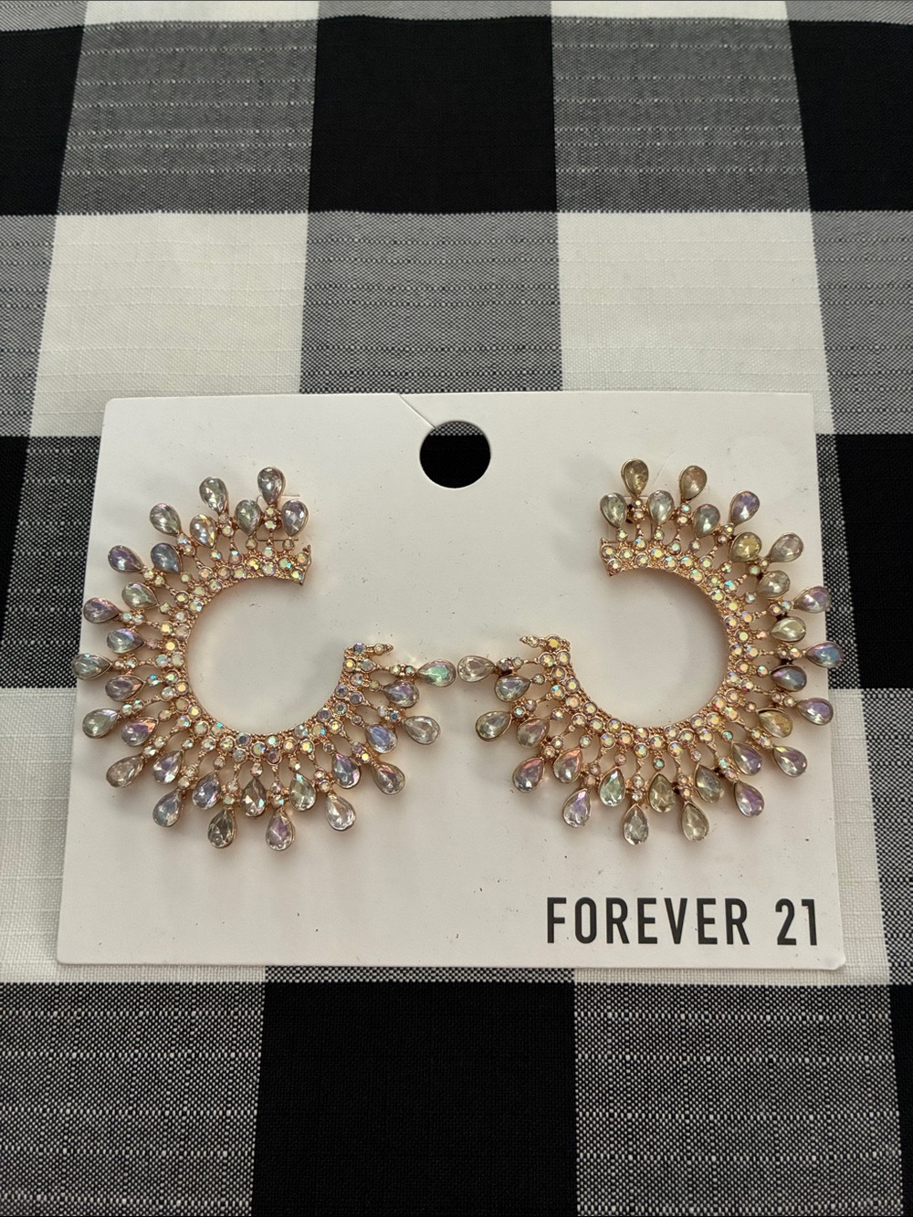 Forever 21 Rose Gold Iridescent Sunburst Hoop Earrings